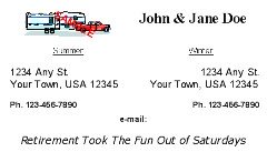 Snowbird & Fulltime RVer Address Card