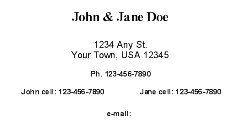 Personal Business Card or Address Card